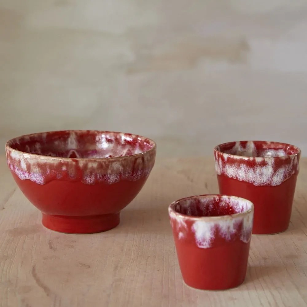 Boluri roșii 4 buc. din gresie ø 15 cm Latte – Costa Nova