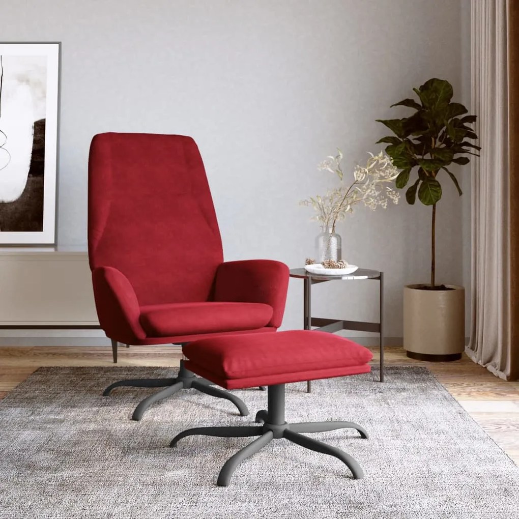 3097842 vidaXL Scaun de relaxare cu taburet, roșu vin, catifea