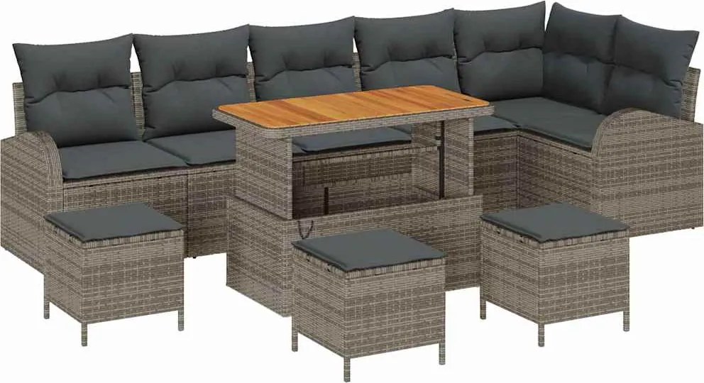 vidaXL Set de canapele pentru grădină cu pernă cu pernă 10 pcs Gri