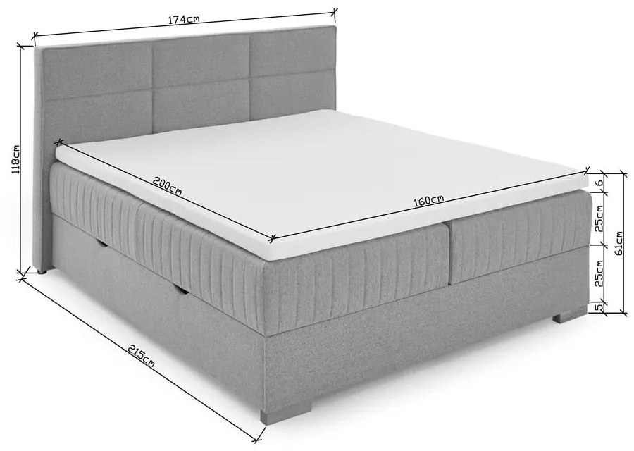 Pat boxspring bej cu spațiu de depozitare 160x200 cm Tambo – Meise Möbel