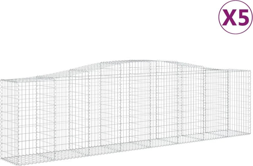 vidaXL Coșuri gabion arcuite 5 buc, 400x50x100/120 cm fier galvanizat