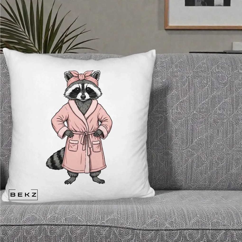 Perna Decorativa Albinuta Kawaii Vesela, 40x40 cm, Alb Pufos, Husa Detasabila, Perna Inclusa, BEKZ®