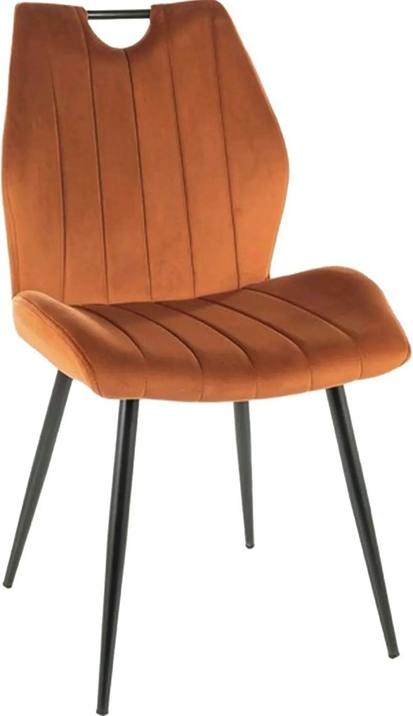 Scaun ARCO, caramiziu/negru, stofa catifelata/metal, 51x43x91 cm