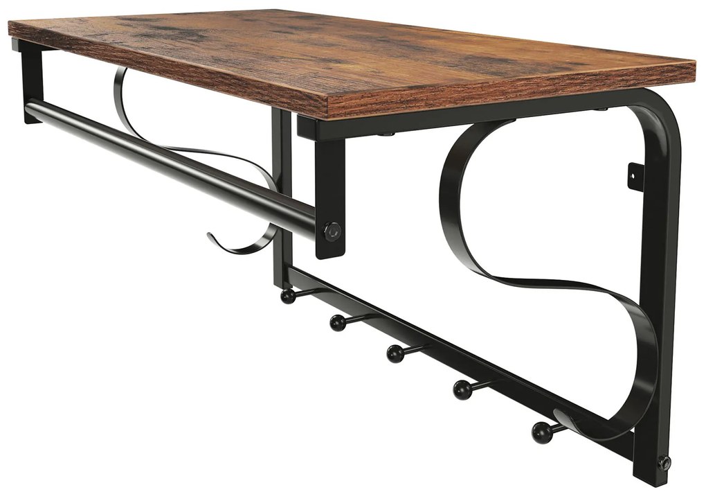 Cuier de perete HENRY, 60x30x32cm, negru/maro Vasagle