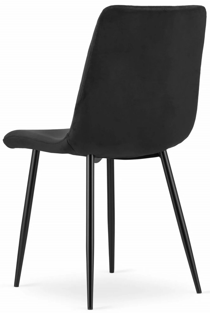 Scaun de masa din catifea neagra cu picioare negre, TURIN