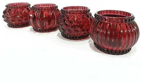 Candela din sticla rosie 5 cm - modele diverse