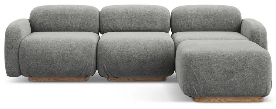 Colțar modular gri cu tapițerie din țesătură bouclé Ailani – Makamii