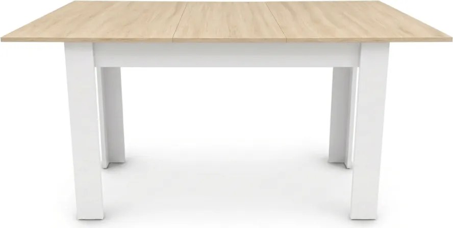 Masa extensibila de dining MADO 120/160x80 cm, alb/stejar sonoma