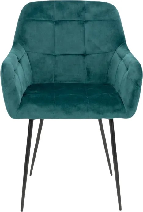 Fotoliu de dining LOREN VELVET verde inchis cu picioare negre