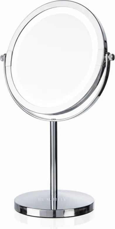 Oglinda cosmetica Beautifly Looking Glass Light, 14,5 cm, Marire 10x, USB-C, LED, Reglare la 360°, Argintiu