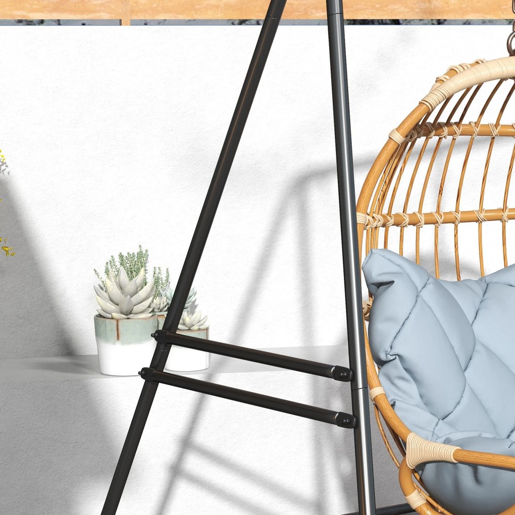 Outsunny Suport pentru Scaun Suspendat, Cadru Metalic Rezistent pentru Hamace, Balansoare Suspendate Tip Ou, Negru | Aosom Romania