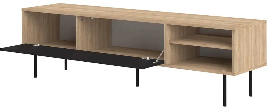 Comodă TV negru-natural cu aspect de lemn de stejar 165x40 cm Ampère – TemaHome