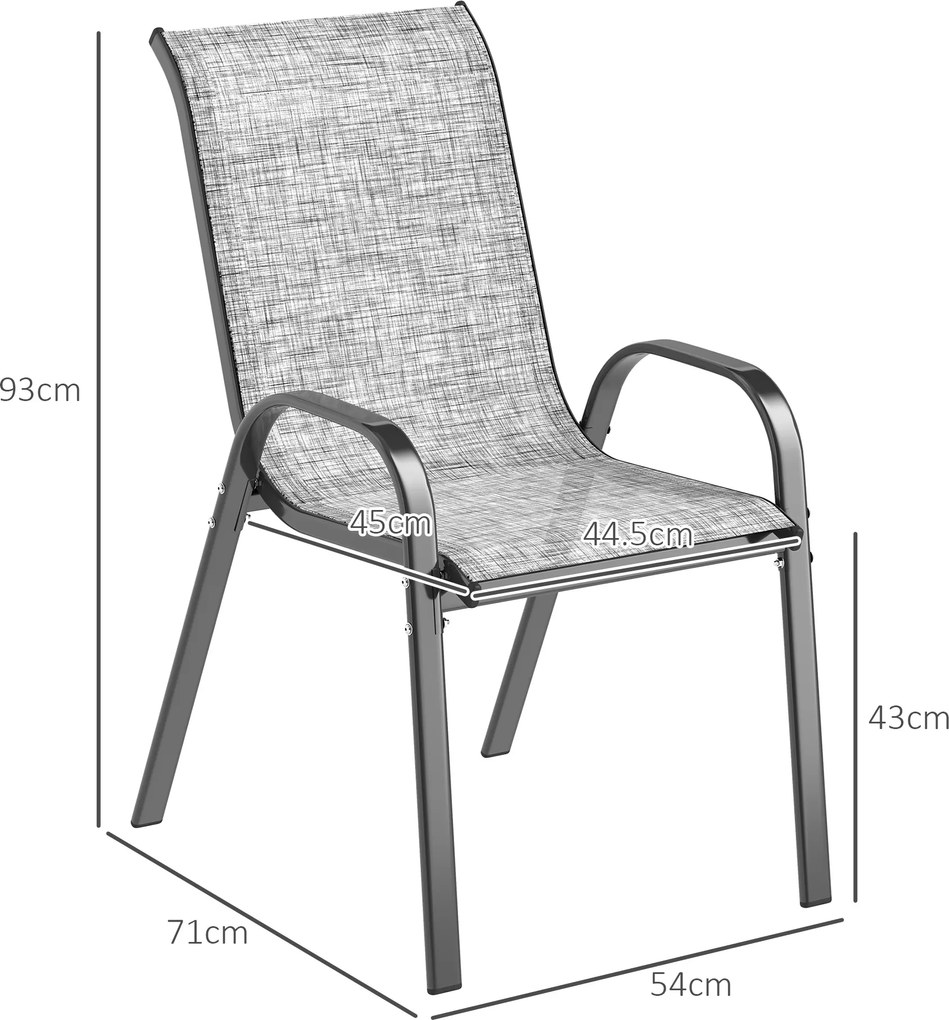 Outsunny Set de 4 Scaune Suprapozabile cu Spătar Înalt și șezut din Plasă, 54x71x93 cm, Negru | Aosom Romania