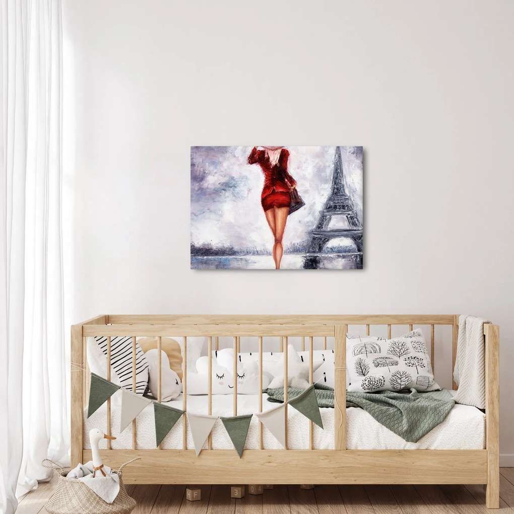 Tablou - Femeie și Turnul Eiffel (70x50 cm)