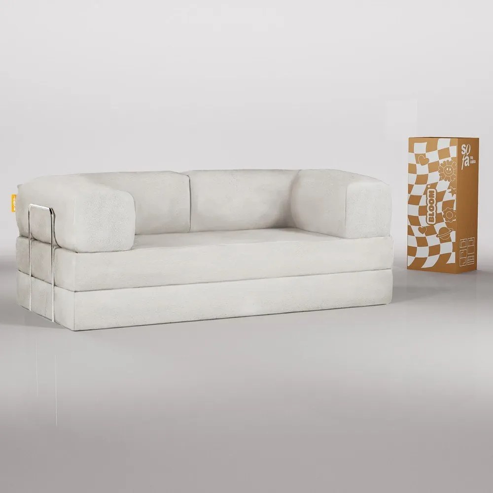 Canapea bej extensibilă cu tapițerie din țesătură bouclé 180 cm Bloom – TemaHome