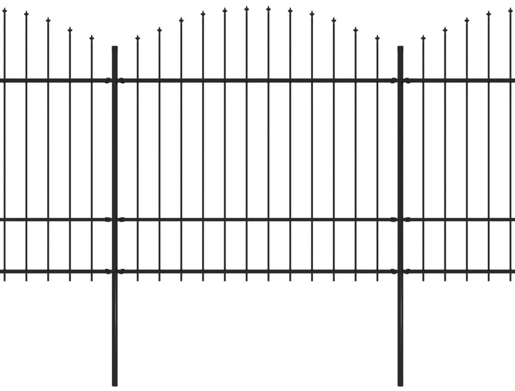 Gard de gradina cu varf sulita, negru, (1,5-1,75)x3,4 m otel 1, 150-175 cm, 3.4 m