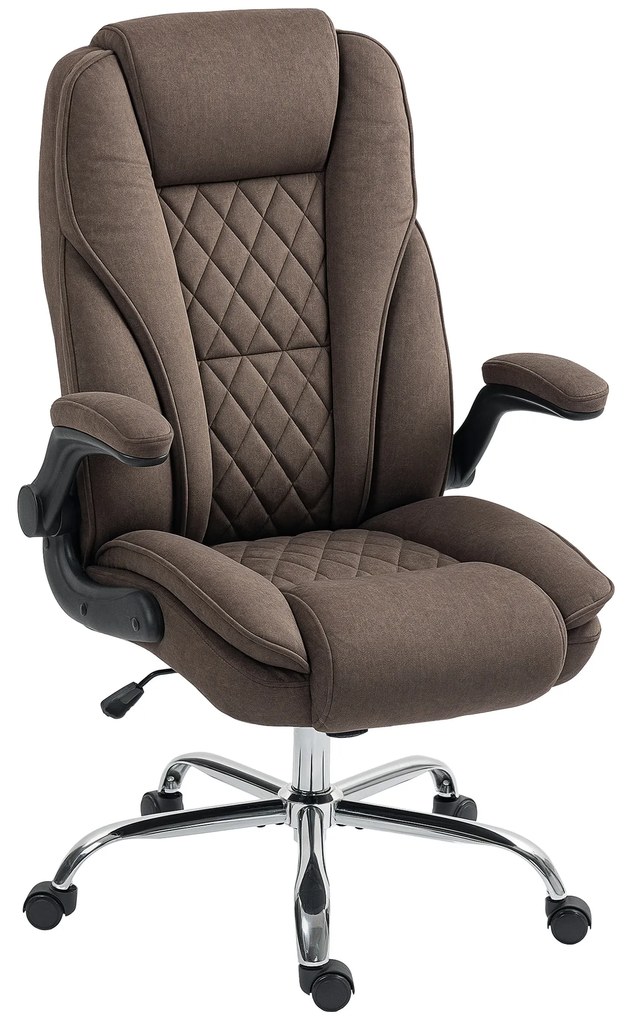 HOMCOM Scaun de birou, scaun birou ergonomic, inaltime reglabila, brate rabatabile, 70 x 70 x 114-122 cm, maro | Aosom Romania