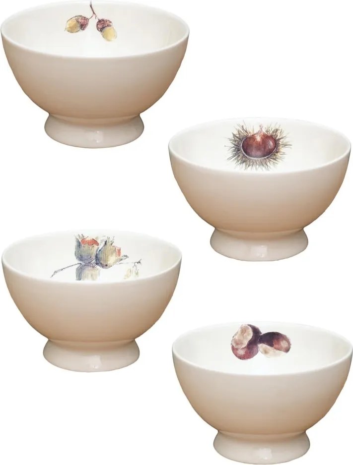 Set 4 boluri, din ceramica, cu motive de toamna, Carouge