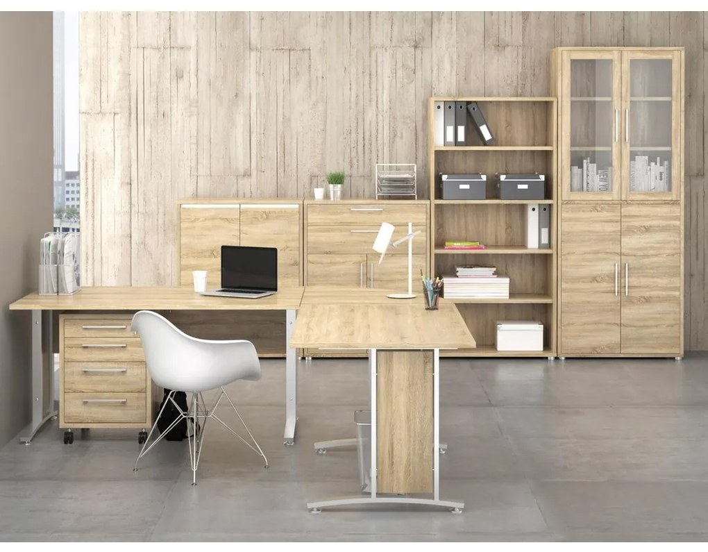 Dulap Modulo 89 x 40 x 113 cm, uși din sticlă, stejar sonoma / transparent