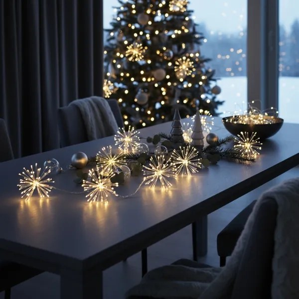 Brilagi - Ghirlandă LED pentru exterior, 150 LED, 5 m, IP44, alb cald, efect artificii