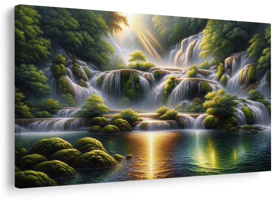 Tablou cascadă în pădure tropicală