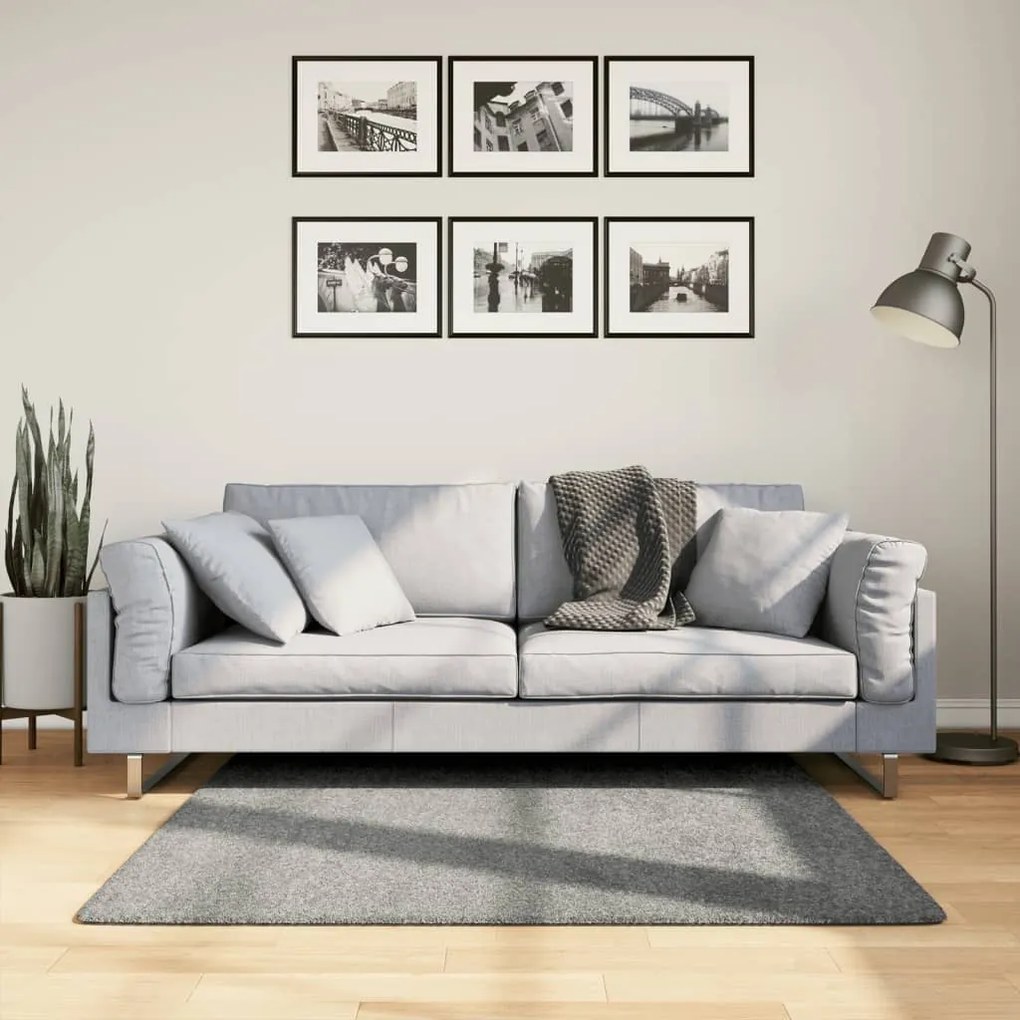 vidaXL Covor pufos &quot;PAMPLONA&quot; cu fire înalte, gri modern, 120x120 cm