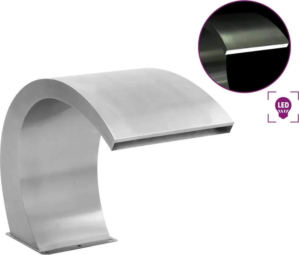 vidaXL Fântână de piscină cu LED-uri, 30 x 60 x 45 cm, oțel inoxidabil