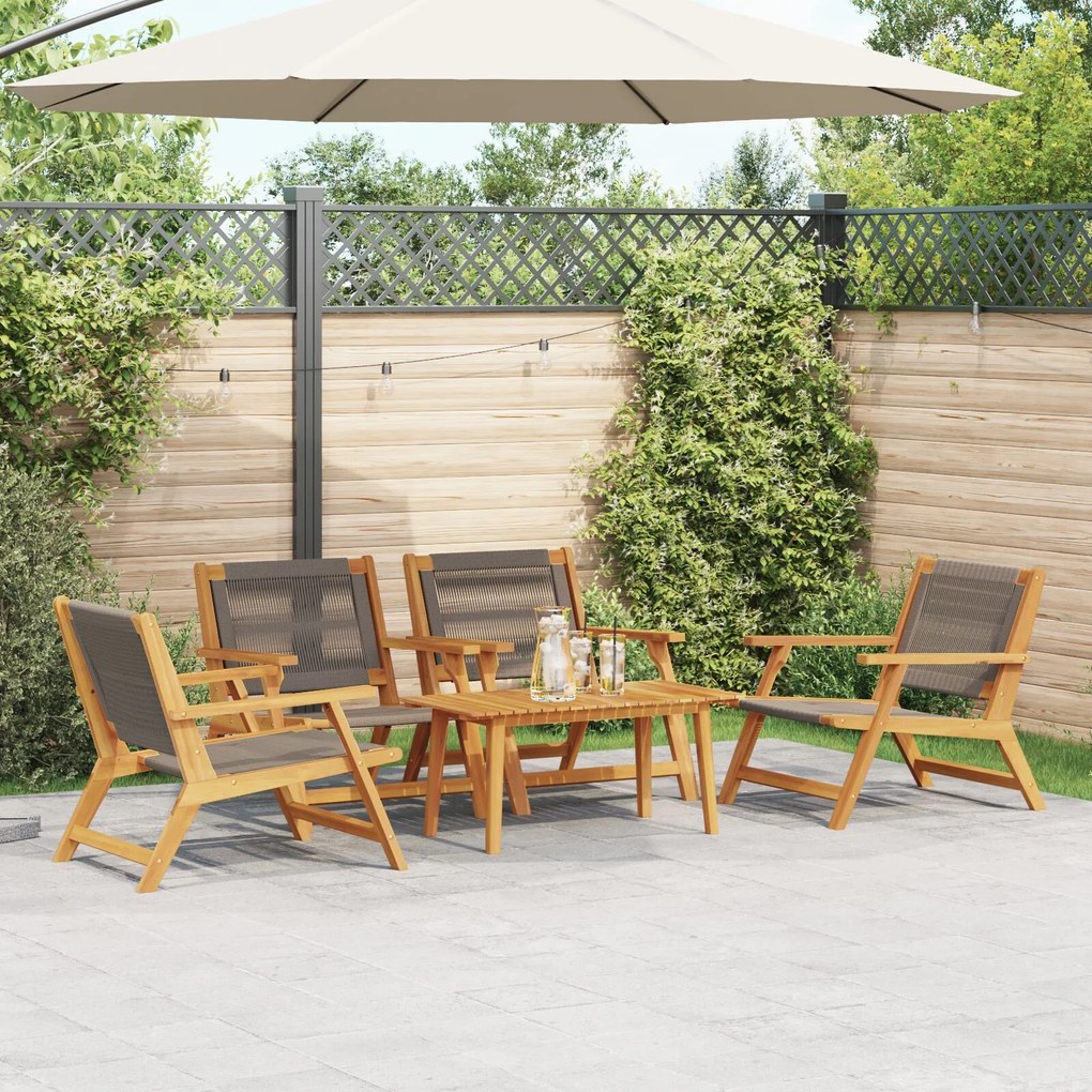 vidaXL Scaune de Grădină cu Masă - Set de 5 în Lemn de Acacia Gri