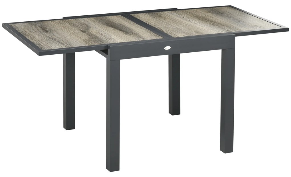 Outsunny Masa de Grădină, extensibilă, ușor de întreținut, cadru de aluminiu, aspect de lemn, 160 x 80 x 75 cm | Aosom Romania