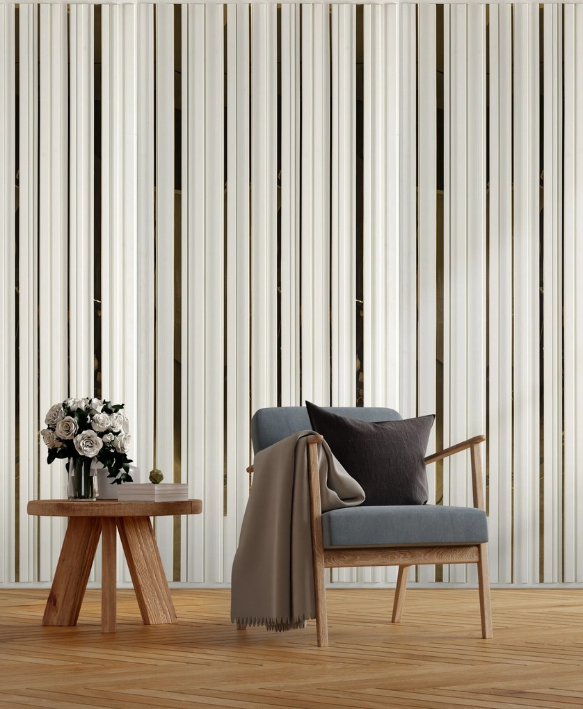 Panou decorativ 3d riflaj asimetric milano reflext cu oglinda pentru perete 61cm x 280cm = 1.71 m²