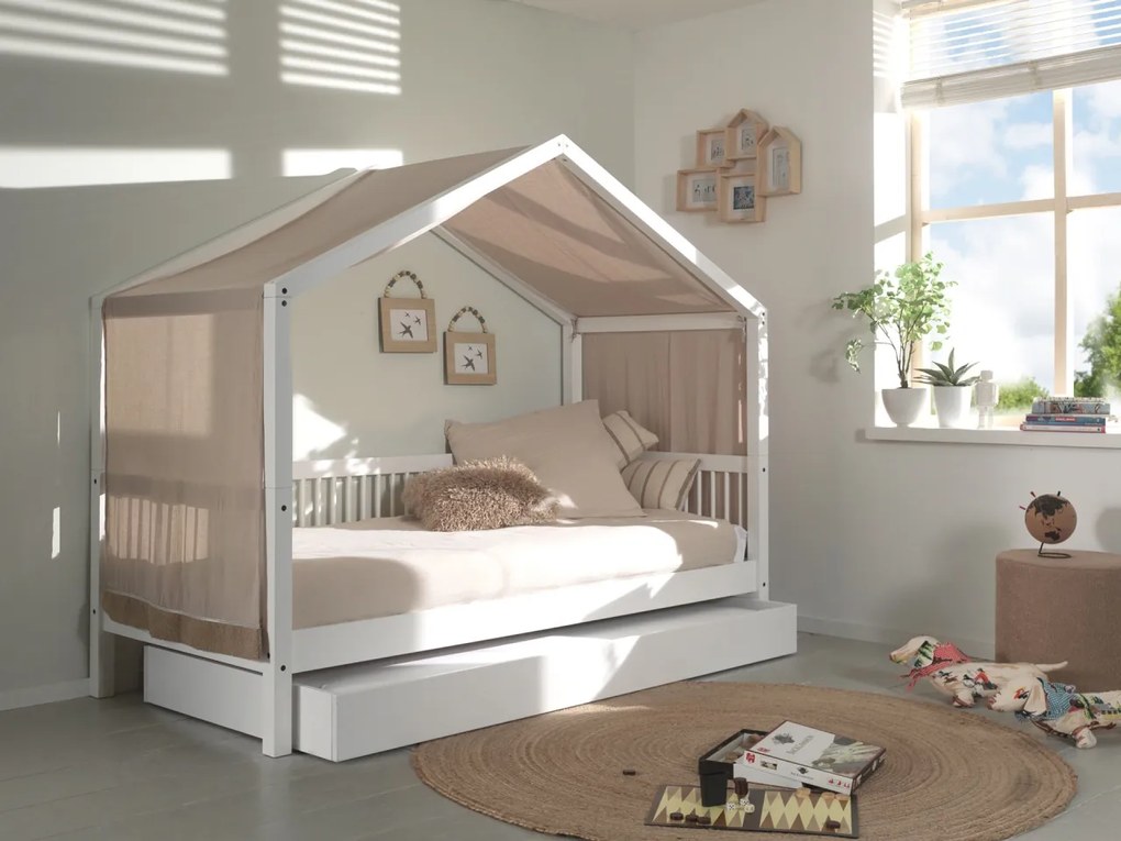 Set FORREST BEECH format dintr-un Pat copii Vipack (90 x 200 cm), un sertar și un set de textile.