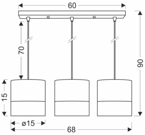 Lustră pe cablu BIANCO 3xE27/40W/230V alb/maro