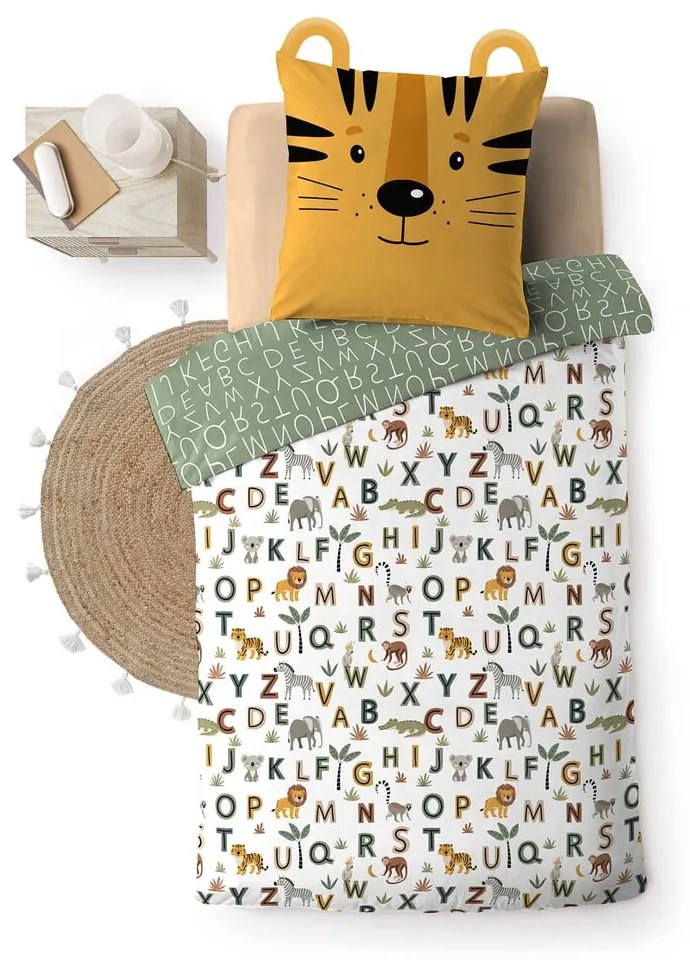 Lenjerie de pat pentru copii din bumbac pentru pat de o persoană 140x200 cm Tigry – douceur d'intérieur