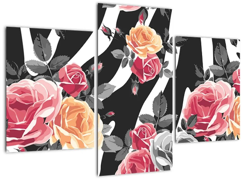 Tablou cu trandafiri înfloriți (90x60 cm)