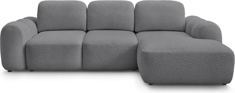 Colțar gri extensibil/cu spațiu de depozitare cu tapițerie din țesătură bouclé (cu colț pe partea dreaptă/cu șezlong) Montaigne – Bobochic Paris