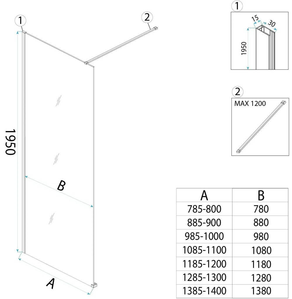 Paravan de dus Rea Flexi Brown / Gold 130