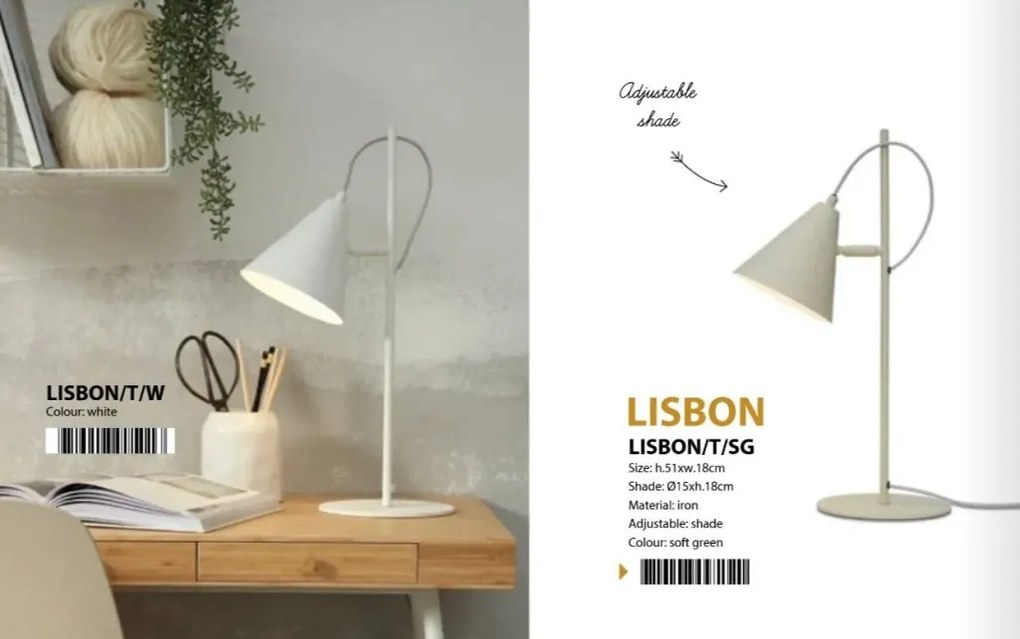 Veioza/Lampa de masa din metal Lisbon alba
