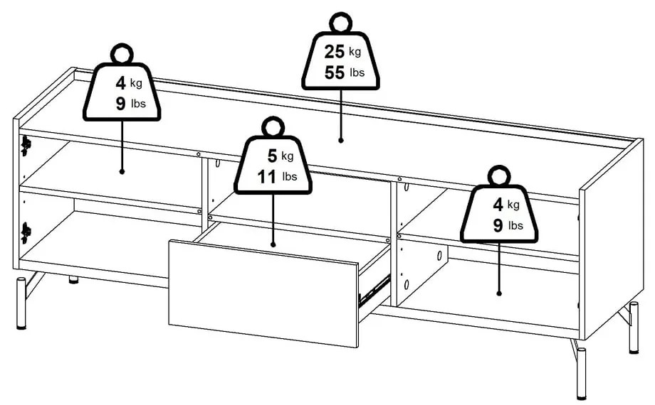 Comodă TV maro cu aspect de lemn de stejar 147x54x41 cm Bergen – Tvilum
