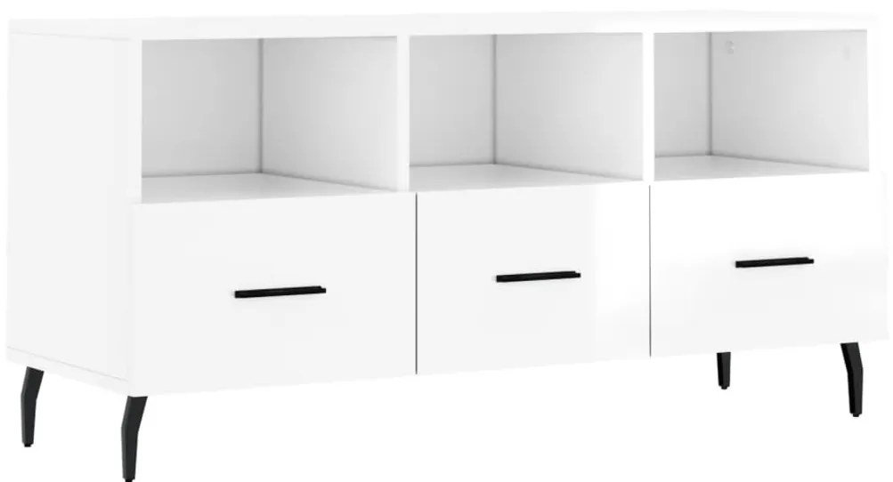 829054 vidaXL Comodă TV, alb extralucios, 102x36x50 cm, lemn prelucrat