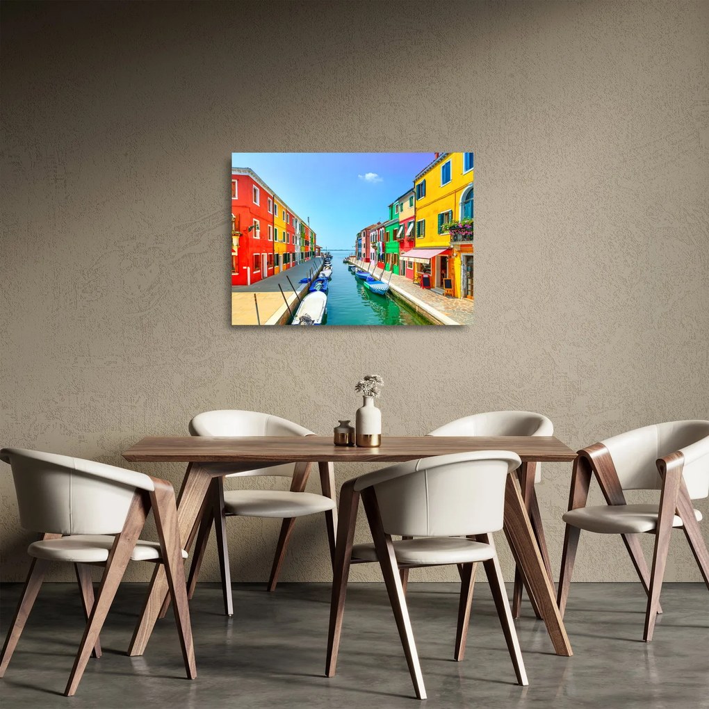 Tablou pe sticlă - Insula Burano, Veneția, Italia (70x50 cm)