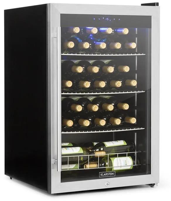 FALCON CREST, frigider pentru băuturi, ușă din sticlă, 4-18 ° C, 128 L, 42 db, oțel