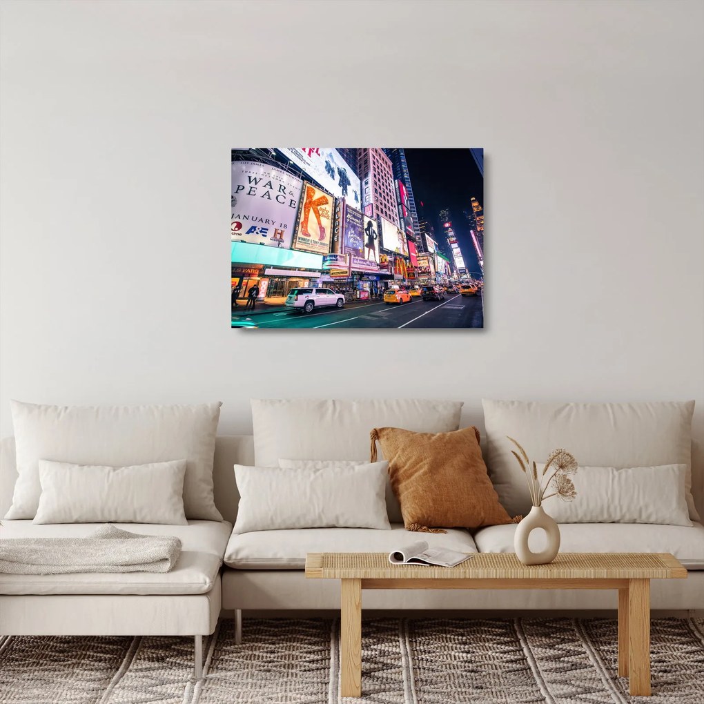 Tablou pe sticlă - New York Theather District (70x50 cm)