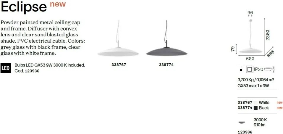 Lustra/Pendul ECLIPSE SP1 NERO