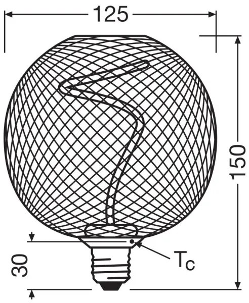 Bec LED dimabil Osram DECOR FILAMENT G125 E27/3,5W/230V 1800K negru