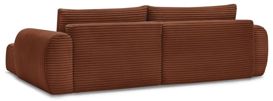 Colțar cărămiziu extensibil cu tapițerie din catifea reiată (cu colț pe partea dreaptă) Lucien – Bobochic Paris