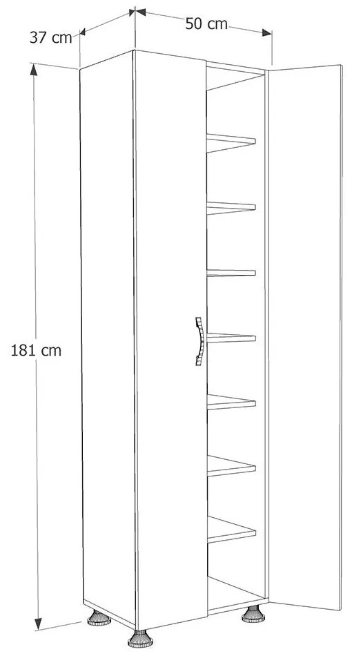 Dulap multifunctional Adore Diamond, 8 rafturi, 2 Usi, Alb 50x181x37 Cm