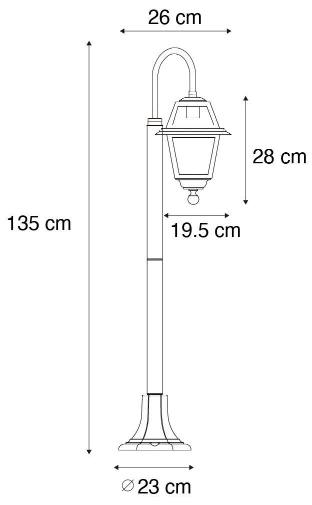 Lămpă de exterior clasică neagră 135 cm IP44 - Berta