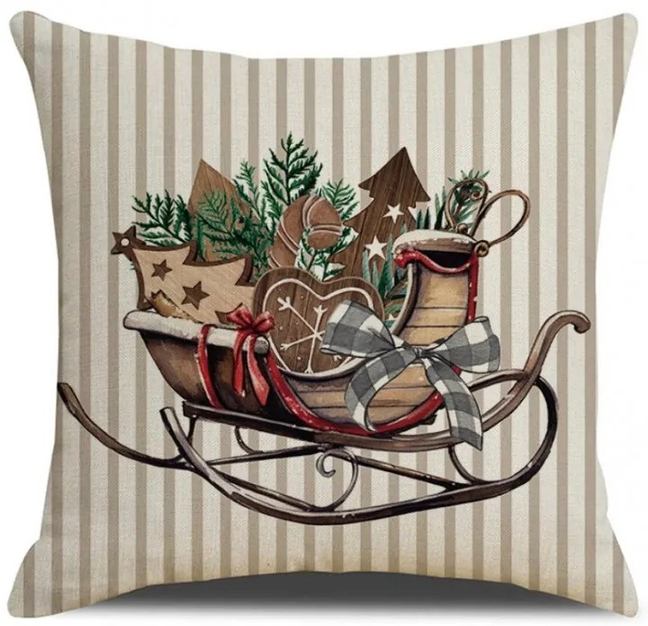 Husa de perna de Craciun SLEIGH 45x45 cm, bej