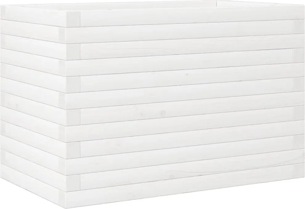 vidaXL Jardinieră de grădină, alb, 70x40x46 cm, lemn masiv de pin