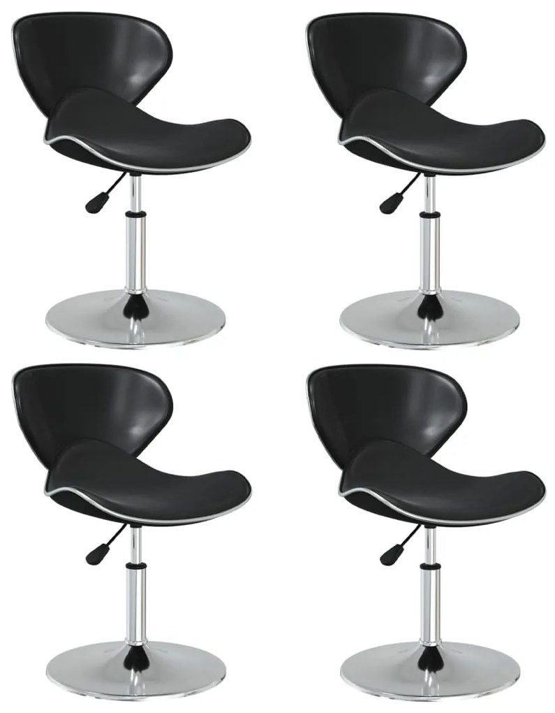 vidaXL Scaune de sufragerie, 4 buc., negru, piele ecologică